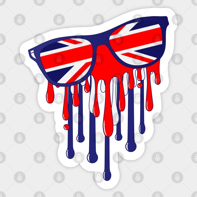 Union Jack Londoner Dripping Paint Sunglassess Sticker by HotHibiscus